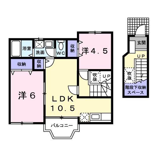 サンフラワー(2LDK/2階)の間取り写真