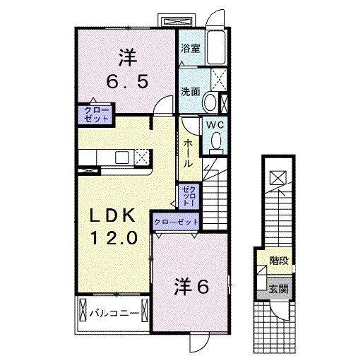ハピネスA(2LDK/2階)の間取り写真