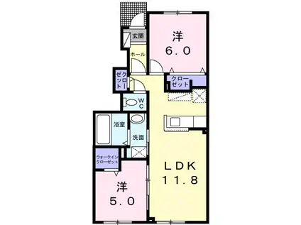 セプテットIII(2LDK/1階)の間取り写真