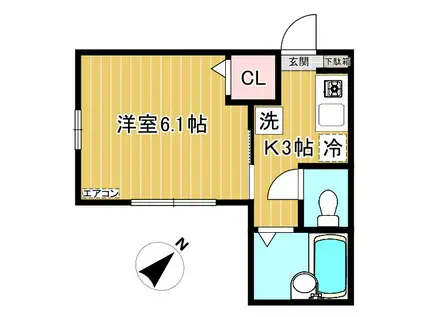 アヴェニール新百合(1K/2階)の間取り写真