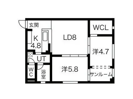 ブラウベルク(2LDK/3階)の間取り写真