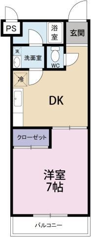 メゾン城西(1DK/4階)の間取り写真