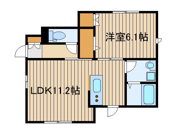 プランドール縁(1LDK/1階)の間取り写真