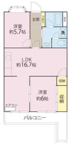 ロイヤルプラザ湘南(2LDK/1階)の間取り写真