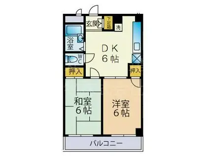 フラット矢作(2DK/3階)の間取り写真