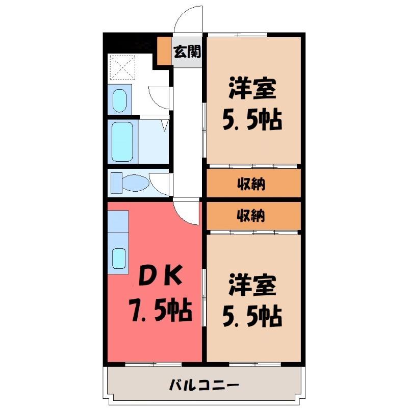 ミルキーウェイ(2DK/3階)の間取り写真