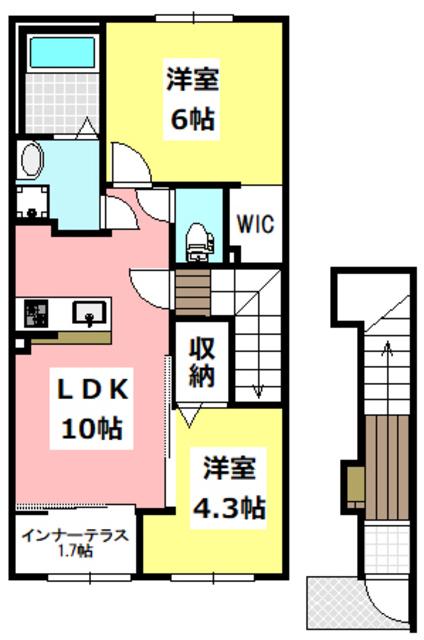 水尾2丁目共同(2LDK/2階)の間取り写真