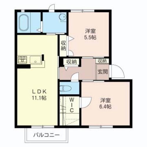 ヴィクトワールIIA(2LDK/2階)の間取り写真