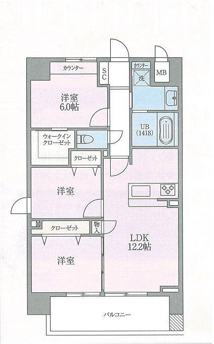 SANITAS WARABI(3LDK/3階)の間取り写真