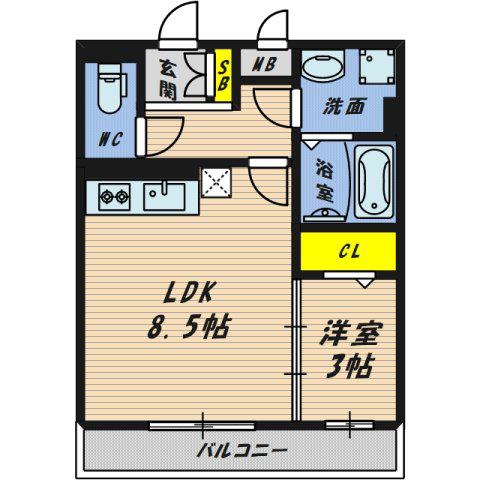 ハナミズキ(1LDK/3階)の間取り写真