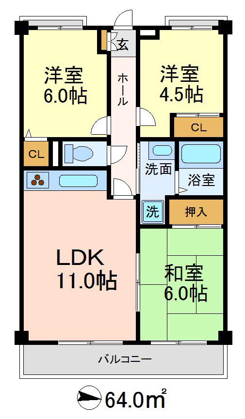 アーベイン成城(3LDK/2階)の間取り写真
