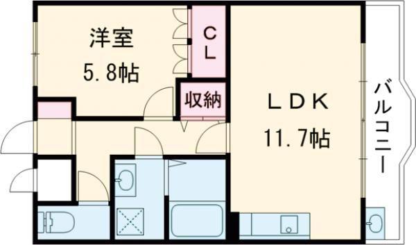 クニミLR(1LDK/1階)の間取り写真