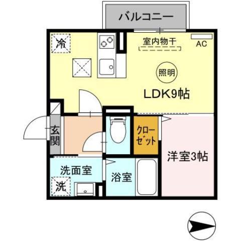 喜宝 YUKUHASHI(1LDK/2階)の間取り写真