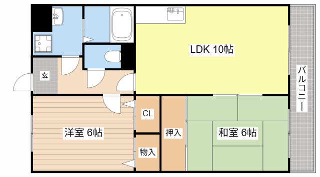 カルフールVI(2LDK/2階)の間取り写真