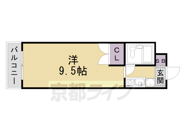 カーサヴェルデ西大路五条(1K/3階)の間取り写真