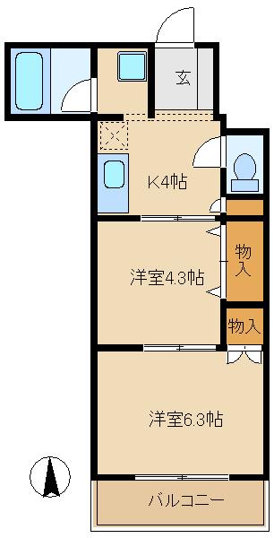 ピア幸町(2K/3階)の間取り写真