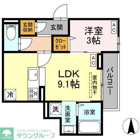 セレスティア関原(1LDK/3階)の間取り写真