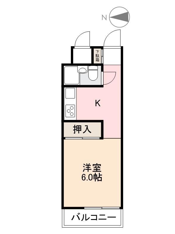 ダイアパレス錦町404号(1K/4階)の間取り写真