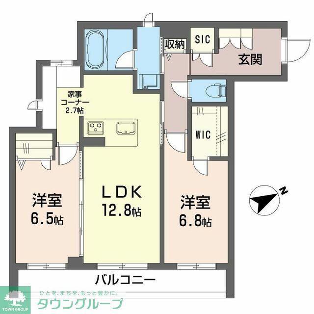 ベルパイネ大倉山II(2LDK/2階)の間取り写真