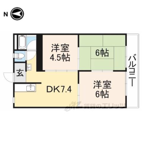 大和ビルマンション B棟(3DK/1階)の間取り写真