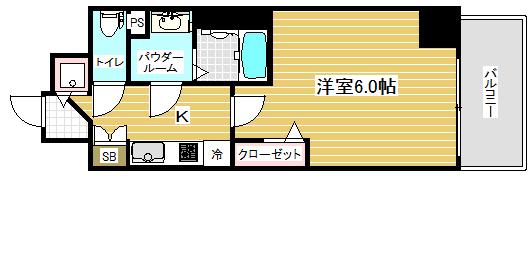 プレサンス三宮エレガンシア(1K/4階)の間取り写真