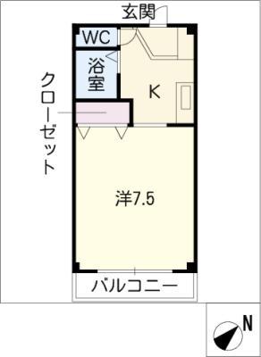 オリエント・ハイツ八事(1K/2階)の間取り写真