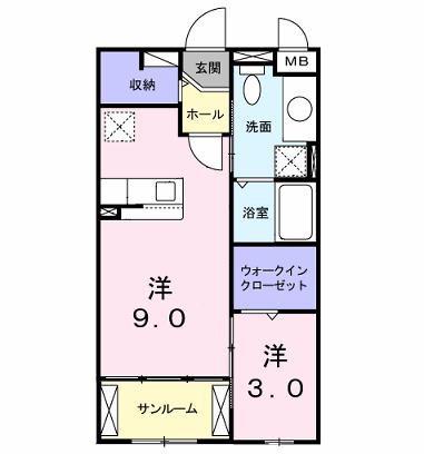 サンハウス志家(1LDK/1階)の間取り写真