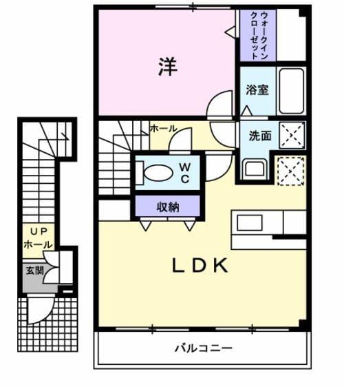プリムローズ(1LDK/2階)の間取り写真