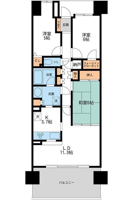 リーベスト西千葉(3LDK/13階)の間取り写真