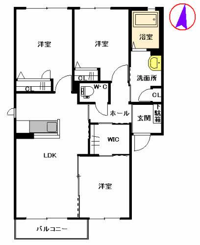 イル リッシュ  IV棟(3LDK/2階)の間取り写真