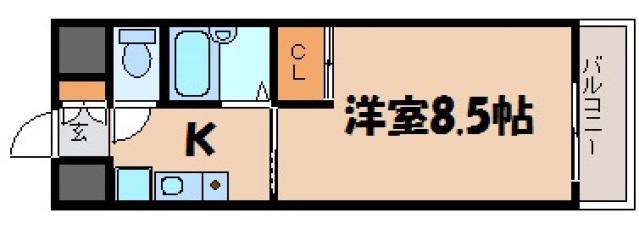 カーサ大正2ND(1K/4階)の間取り写真