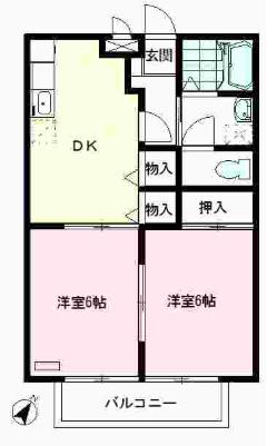 アレック(2DK/1階)の間取り写真