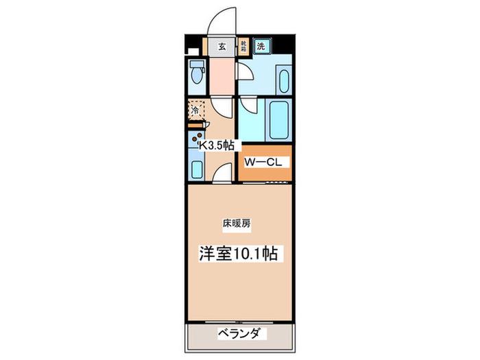 ロイヤルパーク多摩川2番館(1K/4階)の間取り写真