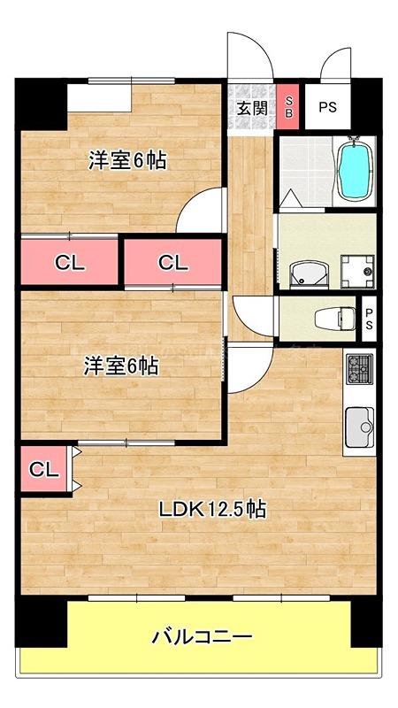 ラピュタ九条(2LDK/5階)の間取り写真