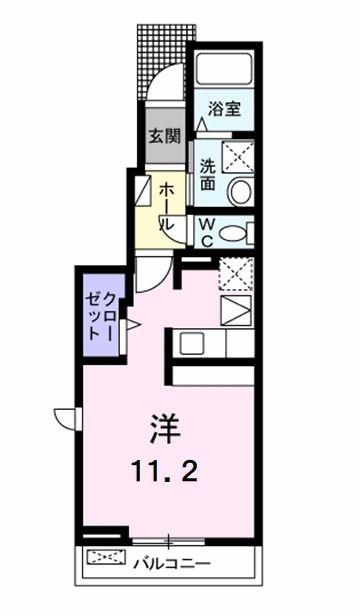 ベルピース(ワンルーム/1階)の間取り写真