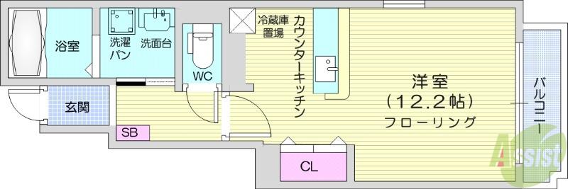 パンセ清水沼(ワンルーム/1階)の間取り写真