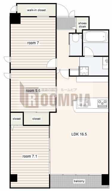 THE RESIDENCE M・KANOU(3LDK/9階)の間取り写真