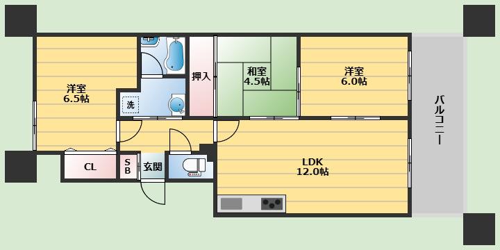 新千里ハイツこうじ(3LDK/6階)の間取り写真