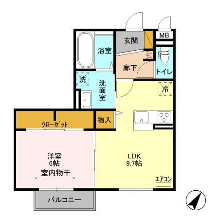 モアニおおたか(1LDK/2階)の間取り写真