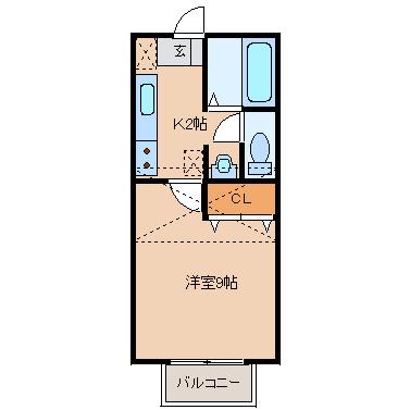 カサビエント壱番館(1K/2階)の間取り写真
