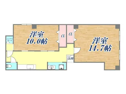 築島ビル(2K/2階)の間取り写真