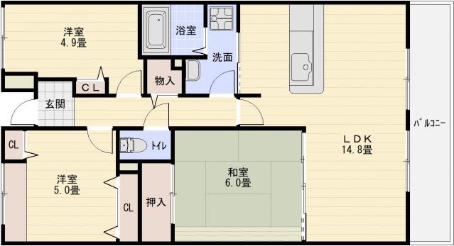 アイレックスプラザ(3LDK/5階)の間取り写真