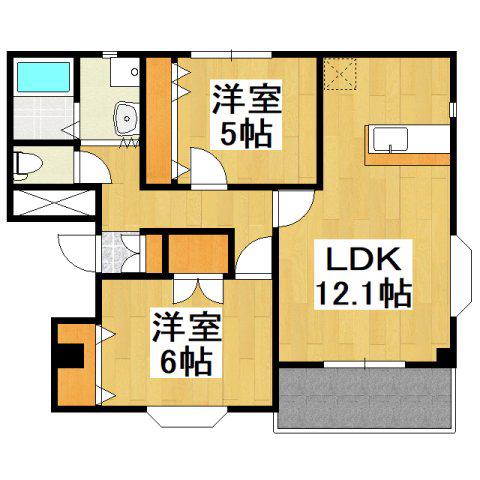 ル・ボヌール(2LDK/3階)の間取り写真