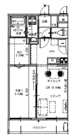 PRAIA GUJIN(1LDK/1階)の間取り写真