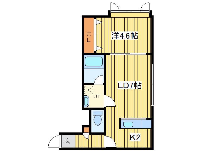イーストビレッジ(1LDK/2階)の間取り写真