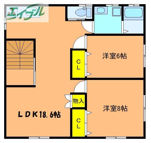 ＪＲ宇野線 備前西市駅 徒歩58分 2階建 築1年(2LDK/2階)の間取り写真