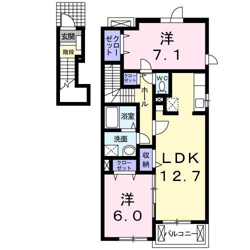 ブローテ (2LDK/2階)の間取り写真