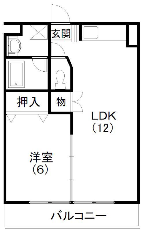 レイクコート富塚(1LDK/2階)の間取り写真