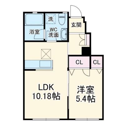 パラディ成城(1LDK/1階)の間取り写真