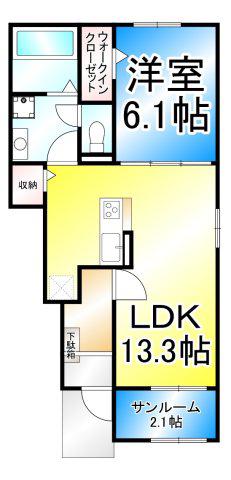 ルシエール(1LDK/1階)の間取り写真